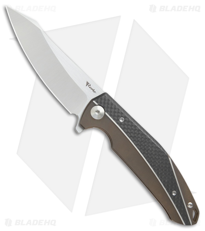 Reate K-1 Frame Lock Flipper Knife Carbon Fiber/Bronze Ti (3.8
