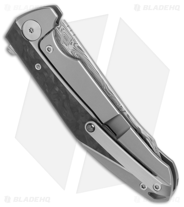 Reate K-1 Frame Lock Flipper Knife Marble Carbon Fiber/Ti (3.8" Damasteel)