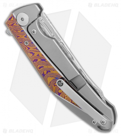 Reate K-1 Frame Lock Flipper Knife Titanium/Mokuti  (3.8" Damasteel)