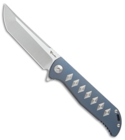 Reate K-2 Frame Lock Knife Blue Ti w/ Silver Diamonds (3.8" Satin)