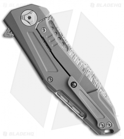 Reate K-3 Wharncliffe Frame Lock Flipper Knife Carbon Fiber/Ti (3.875" Damascus)