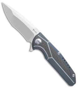 Reate K-4 Frame Lock Flipper Knife BlueTi/Carbon Fiber (3.75" Satin)