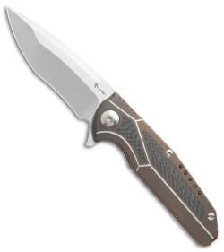 Reate K-4 Frame Lock Flipper Knife Bronze Ti/Carbon Fiber (3.75" Satin)