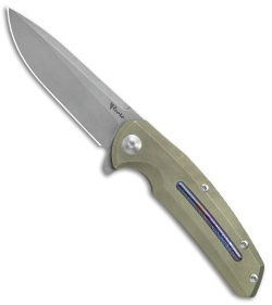 Reate Knives New Epoch Frame Lock Knife Gold Ti w/Mokuti Inlay (3.5" Stonewash)