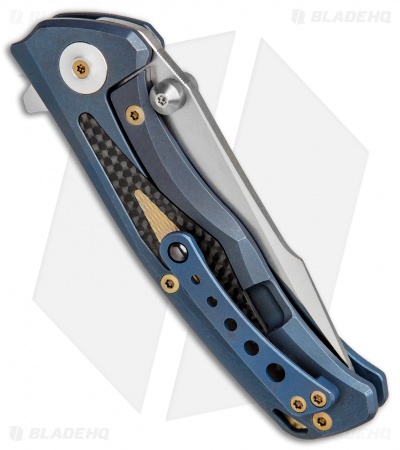 Reate Knives New Torrent Frame Lock Knife BlueTi/Carbon Fiber (3.6" Satin/SW)
