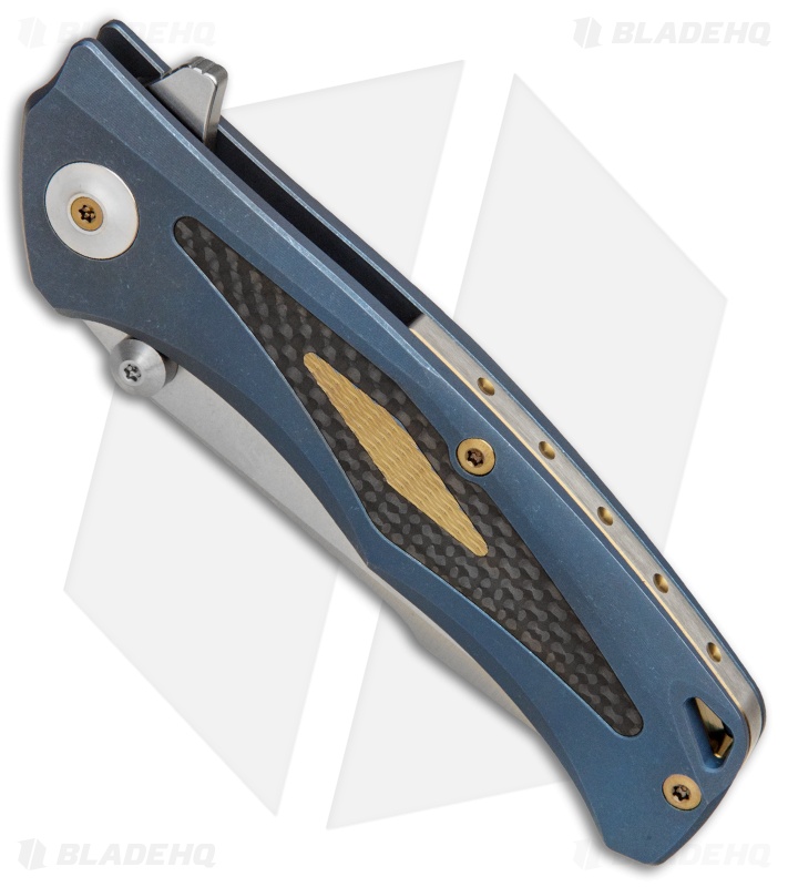 Reate Knives New Torrent Frame Lock Knife BlueTi/Carbon Fiber (3.6" Satin/SW)