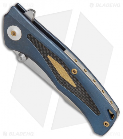 Reate Knives New Torrent Frame Lock Knife BlueTi/Carbon Fiber (3.6" Satin/SW)