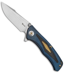 Reate Knives New Torrent Frame Lock Knife BlueTi/Carbon Fiber (3.6" Satin/SW)