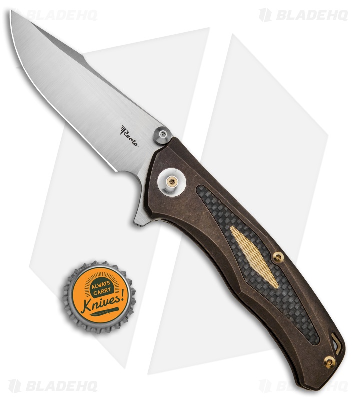 Reate Knives New Torrent Frame Lock Knife Bronze Ti/Carbon Fiber (3.6" Satin)