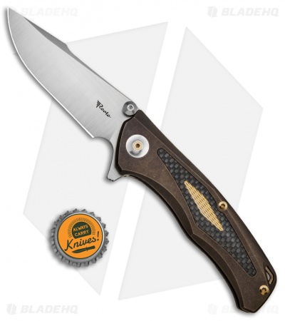Reate Knives New Torrent Frame Lock Knife Bronze Ti/Carbon Fiber (3.6" Satin)