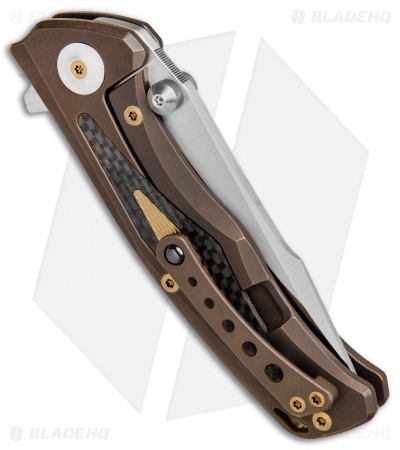 Reate Knives New Torrent Frame Lock Knife Bronze Ti/Carbon Fiber (3.6" Satin)