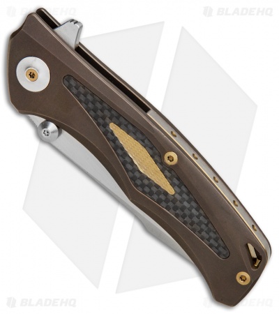 Reate Knives New Torrent Frame Lock Knife Bronze Ti/Carbon Fiber (3.6" Satin)