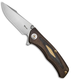 Reate Knives New Torrent Frame Lock Knife Bronze Ti/Carbon Fiber (3.6" Satin)