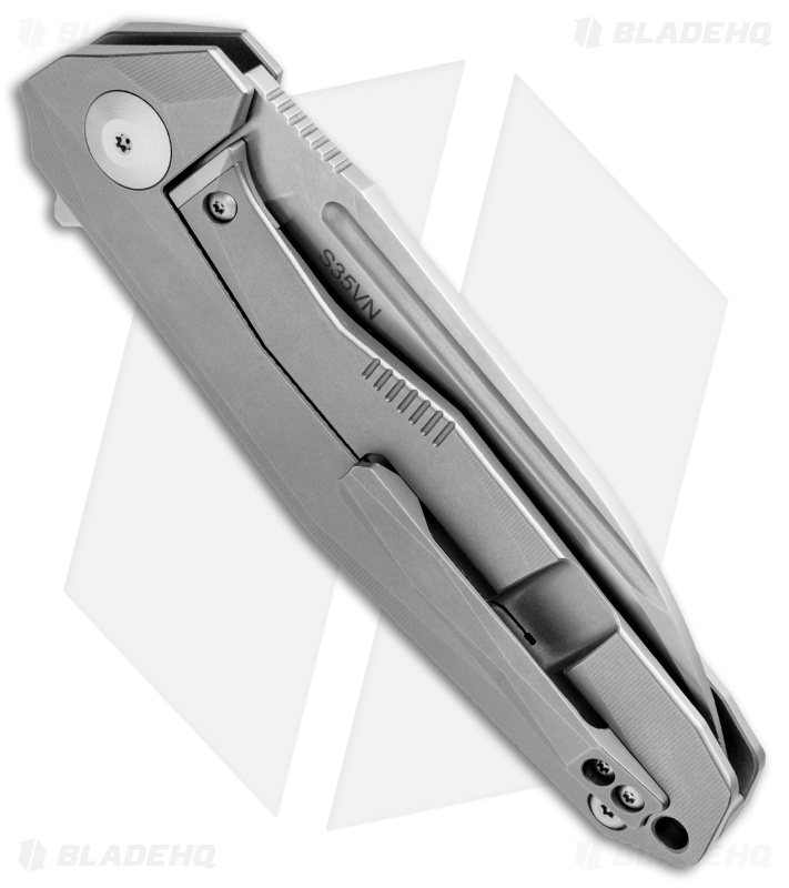 Rike Knife 1504B Framelock Flipper Knife Gray Titanium (3.75" Bead Blast)