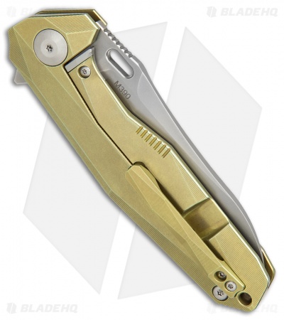 Rike Knife 1504A Frame Lock Flipper Knife Gold Titanium (3.75" M390 Bead Blast)