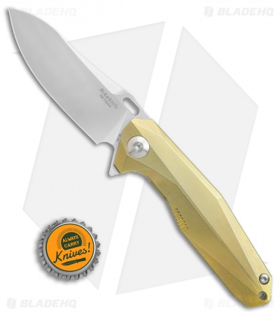 Rike Knife 1504A Frame Lock Flipper Knife Gold Titanium (3.75" M390 Bead Blast)