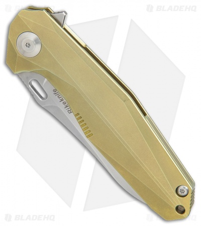 Rike Knife 1504A Frame Lock Flipper Knife Gold Titanium (3.75" M390 Bead Blast)