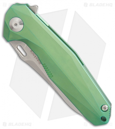 Rike Knife 1504A Frame Lock Flipper Knife Green Titanium (3.75" M390 Bead Blast)