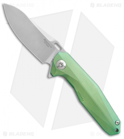 Rike Knife 1504A Frame Lock Flipper Knife Green Titanium (3.75" M390 Bead Blast)