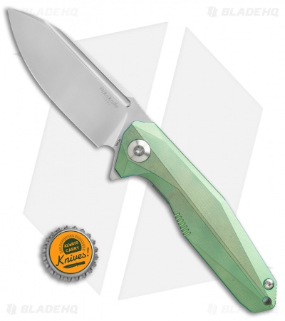 Rike Knife 1504B Frame Lock Flipper Knife Green Ti (3.75" M390 Bead Blast)