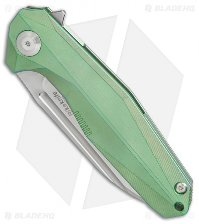 Rike Knife 1504B Frame Lock Flipper Knife Green Ti (3.75" M390 Bead Blast)