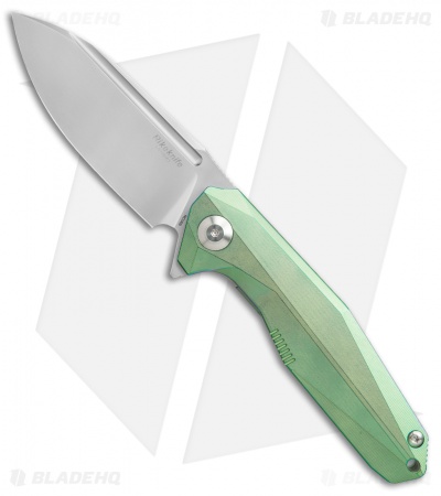 Rike Knife 1504B Frame Lock Flipper Knife Green Ti (3.75" M390 Bead Blast)