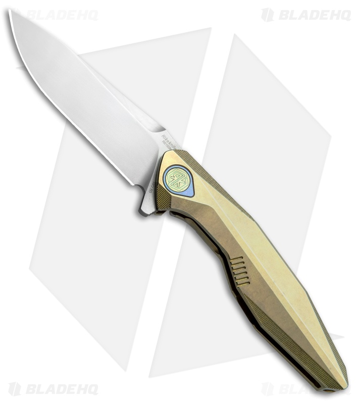 Rike Knife 1508S Integral Framelock Flipper Gold Ano Titanium