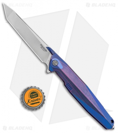 Rike Knife 1707T Integral Frame Lock Knife Blue Titanium (3.75" Satin) 