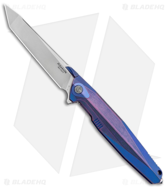 Rike Knife 1707T Integral Frame Lock Knife Blue Titanium (3.75" Satin)