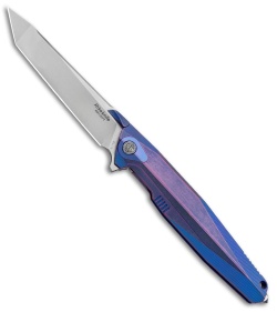 Rike Knife 1707T Integral Frame Lock Knife Blue Titanium (3.75" Satin) 