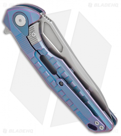 Rike Knife Thor3 Integral Frame Lock Flipper Knife Blue/Purple Ti (3.75" Satin)