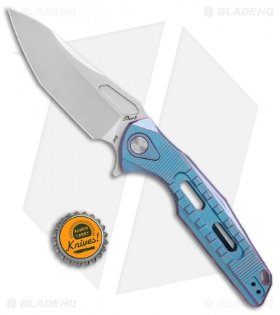 Rike Knife Thor3 Integral Frame Lock Flipper Knife Blue/Purple Ti (3.75" Satin)