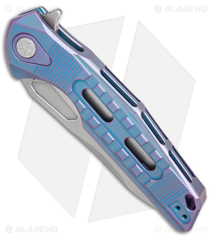 Rike Knife Thor3 Integral Frame Lock Flipper Knife Blue/Purple Ti (3.75" Satin)