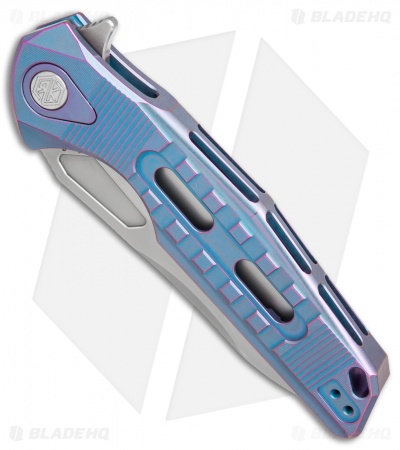 Rike Knife Thor3 Integral Frame Lock Flipper Knife Blue/Purple Ti (3.75" Satin)