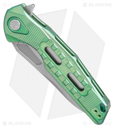 Rike Knife Thor3 Integral Frame Lock Flipper Knife Green Ti (3.75" Satin)