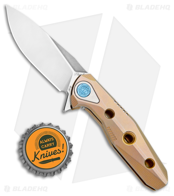 Rike Knife Thor4s Integral Frame Lock Flipper Knife Pink/Gold Ti **Floor Model