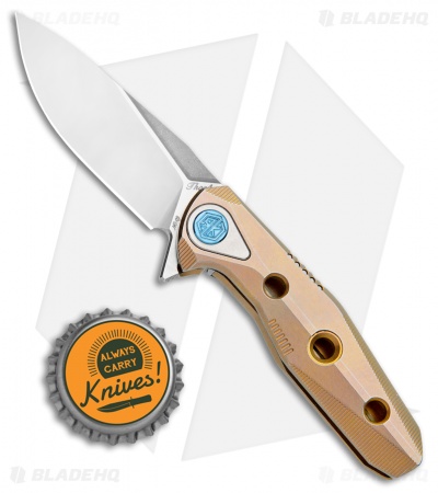 Rike Knife Thor4s Integral Frame Lock Flipper Knife Pink/Gold Ti **Floor Model