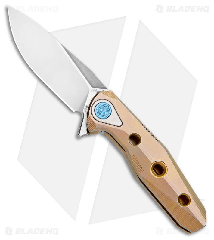 Rike Knife Thor4s Integral Frame Lock Flipper Knife Pink/Gold Ti **Floor Model
