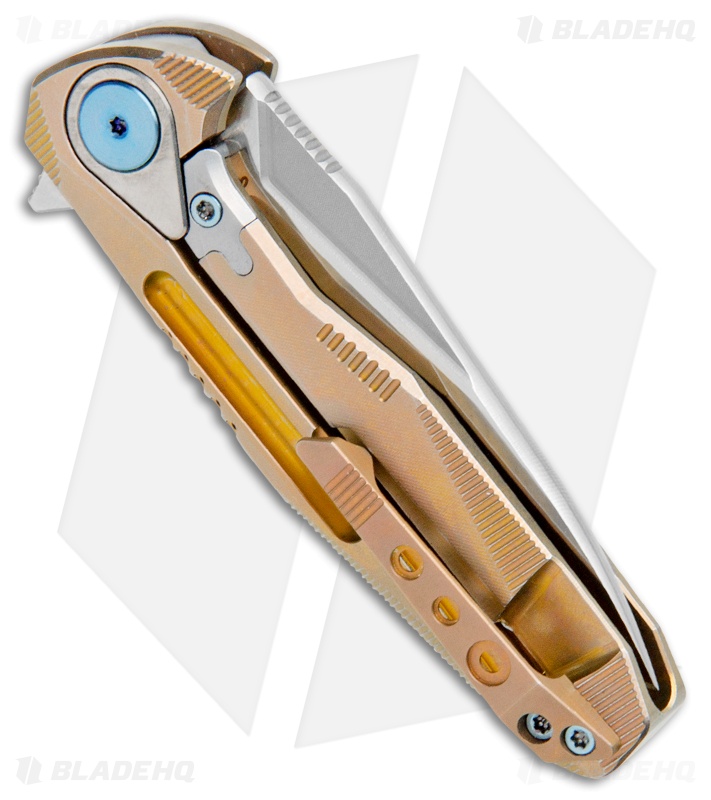 Rike Knife Thor4s Integral Frame Lock Flipper Knife Pink/Gold Ti **Floor Model