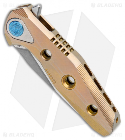 Rike Knife Thor4s Integral Frame Lock Flipper Knife Pink/Gold Ti **Floor Model