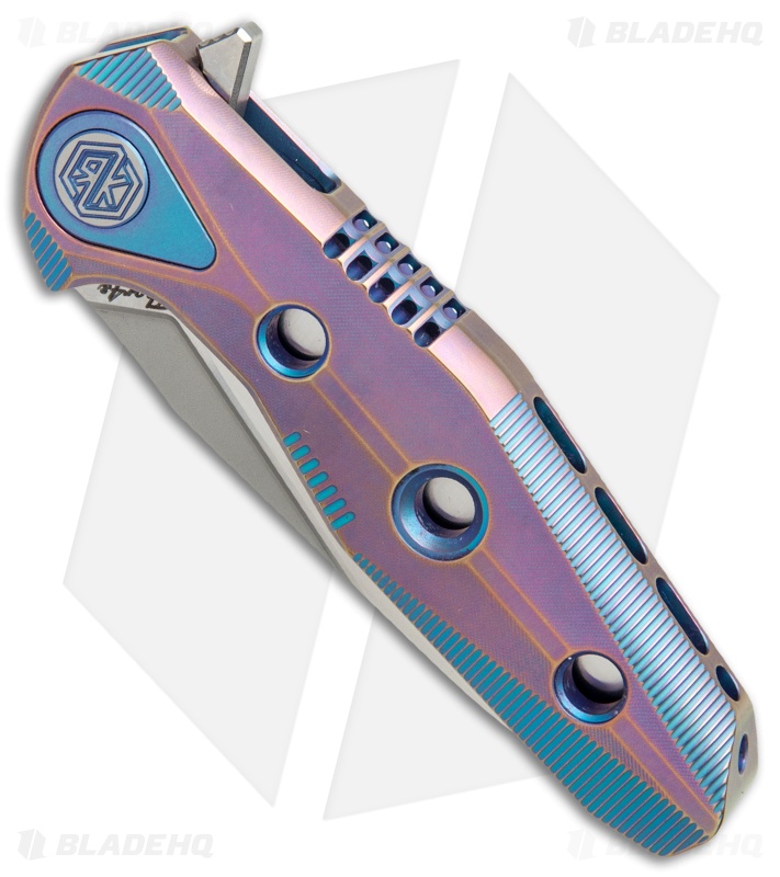 Rike Knife Thor4s Integral Frame Lock Flipper Knife Purple/Blue Ti (2.3" Satin)