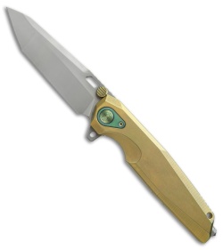 Rike Knife Thor2 Integral Framelock Flipper Gold Titanium (3.75" Bead Blast)