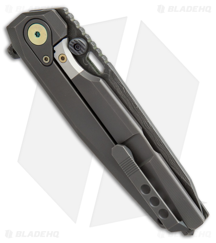 Rike Knife Thor2 Integral Framelock Flipper Gray Titanium (3.75" Damascus) 