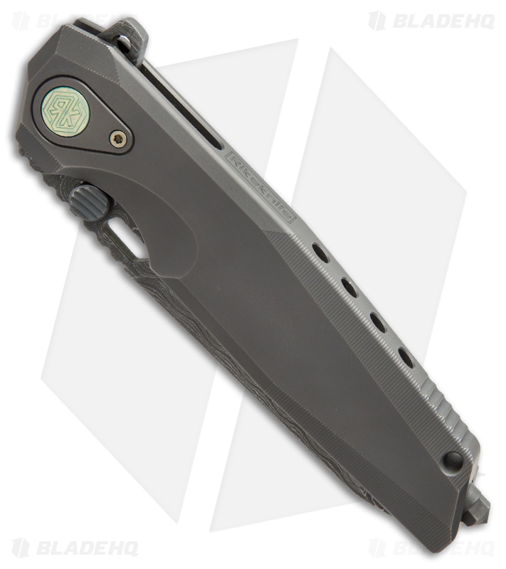 Rike Knife Thor2 Integral Framelock Flipper Gray Titanium (3.75" Damascus) 