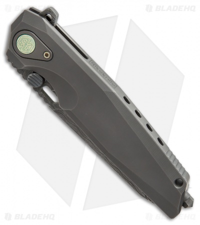 Rike Knife Thor2 Integral Framelock Flipper Gray Titanium (3.75" Damascus) 