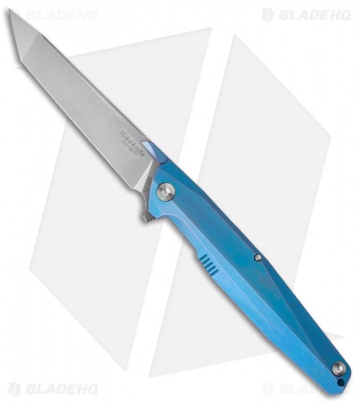 Rike Knife 1507T Tanto Kwaiken Flipper Blue Titanium (3.75" Stonewash)