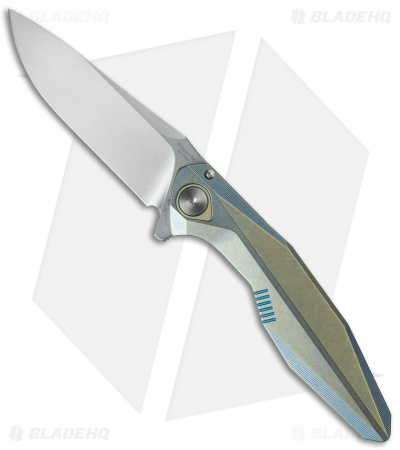 Rike Knife 1508S Integral Framelock Flipper Yellow/Blue (3.25" Bead Blast)