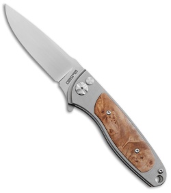 Rod Olson Custom M9 Titanium Button Lock Flipper Knife Maple (3" Satin)