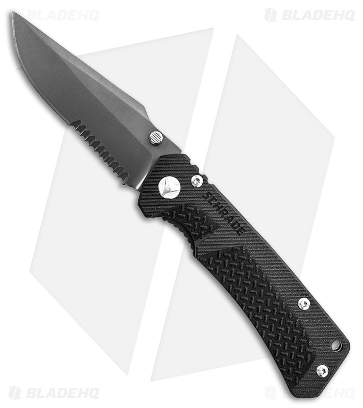 Schrade Heavy Duty Frame Lock Knife Black G-10 (4" Gray) SCH104LSCP 