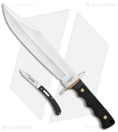Schrade Old Timer OT Bowie Knife & Folder Black Polymer (10" Satin) 1158653